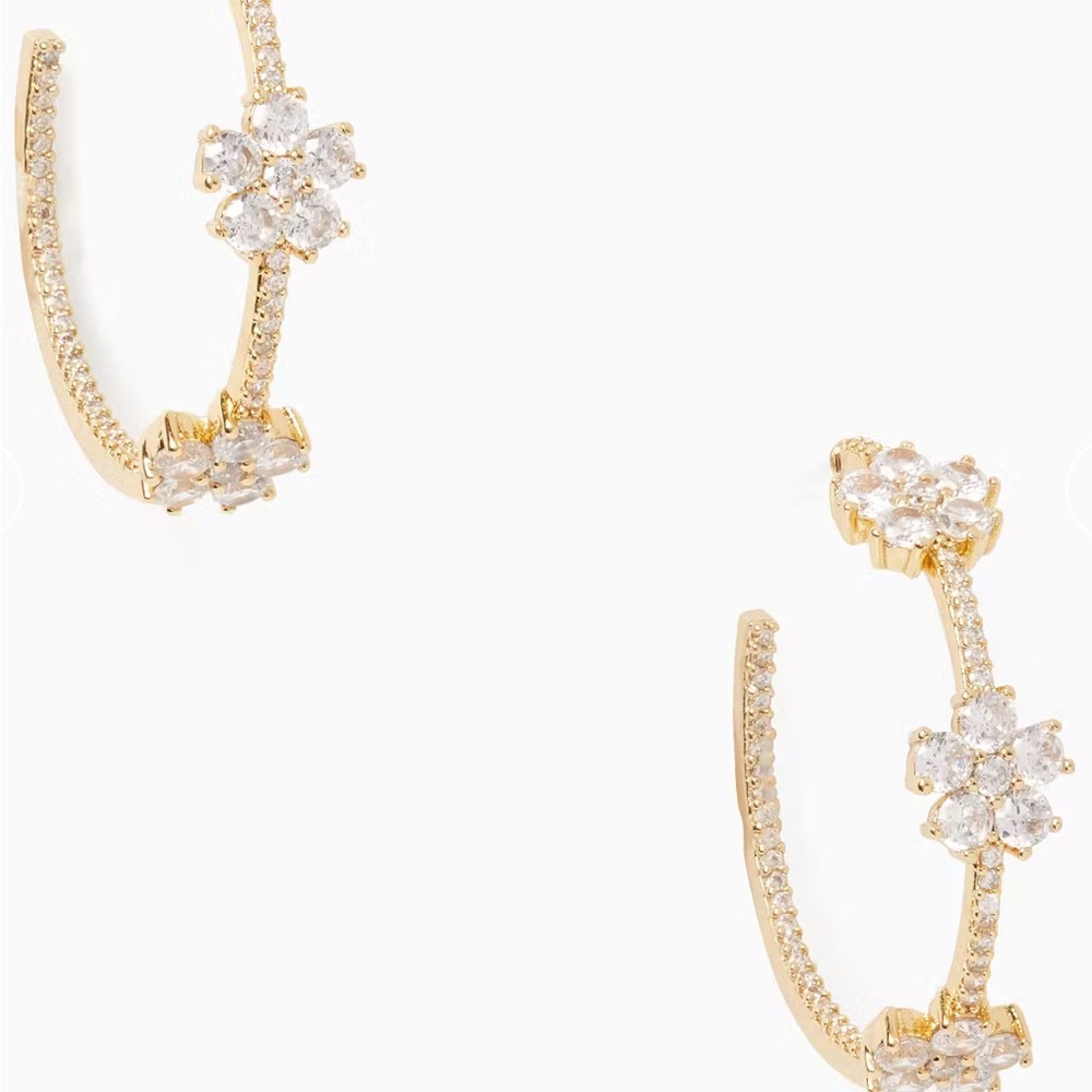 Kate Spade Gold Floral Crystal Earrings NIP